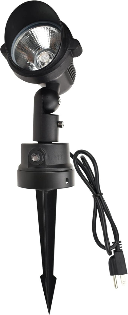 GBS9912 Outdoor LED Spotlight with Photocell Sensor, 120V 12W 5000K Daylight White, Photocell Enabled, 3 FT Cord with Plug in Outdoor Lighting, Black