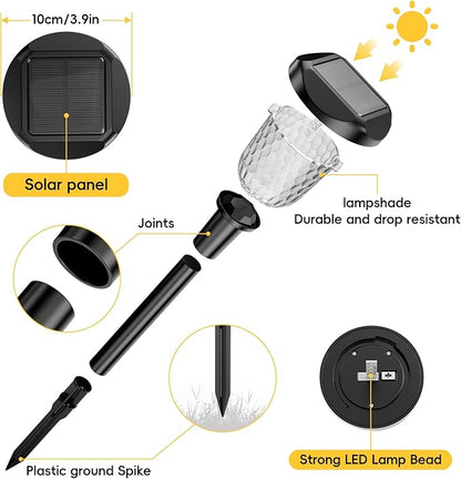 Bright 1 Pack Solar Pathway Lights, Dual Color Modes (Color Changing & Warm Yellow), IP67 Waterproof Auto On/Off Solar Lights for Garden, Walkway, Yard, Driveway Landscape Decor