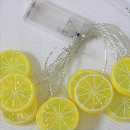 Fruit String Lights Battery Powered Indoor Outdoor Lighting Lamp Strawberry/Grape/Watermelon/Lemon/Banana for Wedding Home Birthday Garden Yard Patio Party Decorations (Lemon)