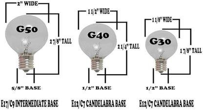 G40 Patio String Lights with 25 Clear Globe Bulbs - Hanging Garden String Lights - Vintage Backyard Patio Lights - Outdoor String Lights - Market Cafe String Lights - Green Wire - 25 Foot