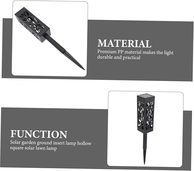 balacoo 2 Pcs Solar Garden Lights Hollow Rectangle Design LED Outdoor Pathway Light Ground Inserted Solar Energy Lamp for Lawn and Patio Decoration