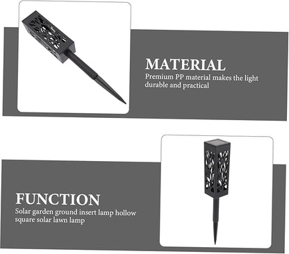 balacoo 2 Pcs Solar Garden Lights Hollow Rectangle Design LED Outdoor Pathway Light Ground Inserted Solar Energy Lamp for Lawn and Patio Decoration