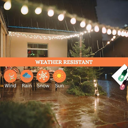Crosslight Christmas 24-FT Remote Control Outdoor Color Changing RGB Waterproof LED String Lights -12 Hanging Sockets - Decorative Accent Light for Garden, Patio, Porch, Backyard, Yard, Cafe, Party
