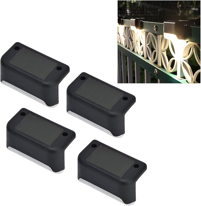4pcs Solar Deck Lights Outdoor LED Solar Step Lights Illuminate Pathway Yard Patio Stairs Fences (Warm Light) | Lumora