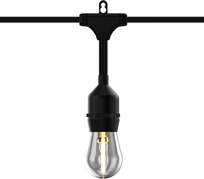Outdoor Commercial Shatterproof LED String Light – 6 Bulbs, Plug-in, Weather-Resistant, Warm White, Energy-Efficient (24FT)