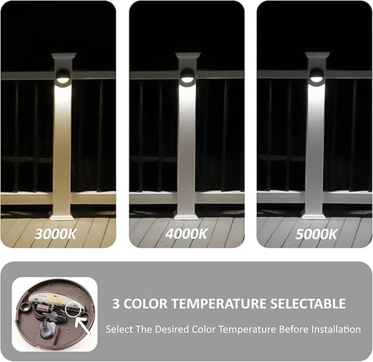 Low Voltage Deck Lights Outdoor, 12V LED Low Voltage Post Fence Stair Lights Wired Outdoor with Connector, 3W LED Chips, 3CCT, Aluminum Housing, IP65 Waterproof, ETL, Brown, Pack of 6