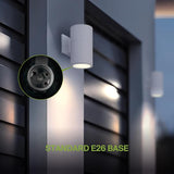 ASD 1 Light Outdoor Wall Light Fixture | 60W E26 Bulb Socket 120V ETL Cylinder Up Down Lights | | Lumora