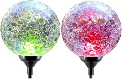 Homoyoyo Solar Color-Changing LED Lawn Stake Lights, Solar Glass Globe Landscape Ground Plug Lamps for Garden and Yard Outdoor Path Lighting