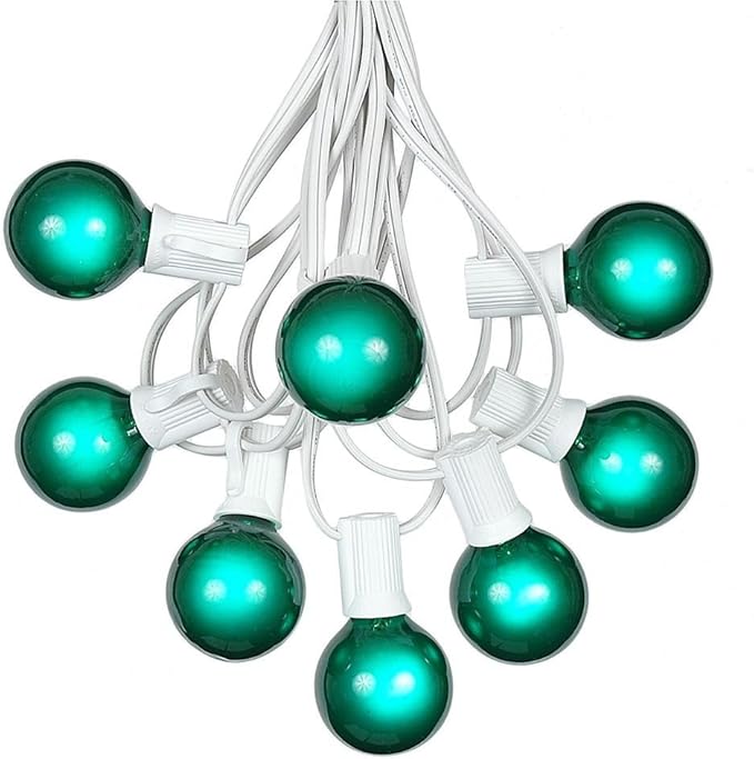 100 Foot G40 Outdoor Patio String Lights with 125 Green Globe Bulbs – Indoor Outdoor String Lights – Market Bistro | Lumora
