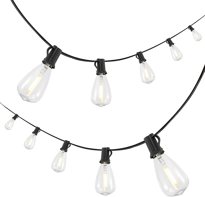 JONATHAN Y 10' Black - LED 10-Light Indoor/Outdoor String Lights, Half-Chrome Bulbs, Rustic Industrial Edison Lights for Patio Deck Backyard Wedding Party Decor (JYL8704C)