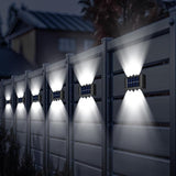 8 Pack Solar Wall Lights for Outside 6000K Cold Solar Fence Lights Up and Down LED Autumn Outdoor Decorative | Lumora