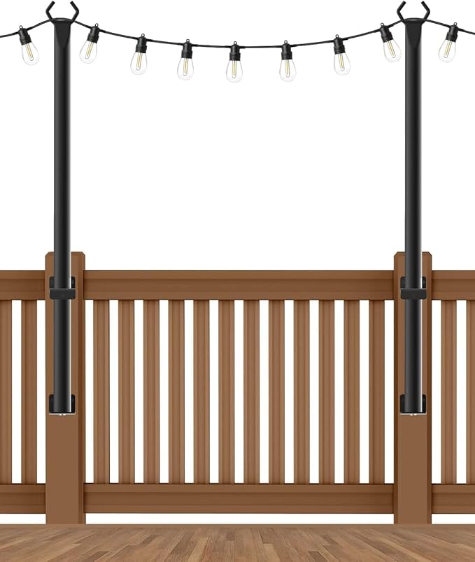 2 Pack String Light Poles,5Ft Metal Poles for Outdoor String Lights,Outdoor Light Poles with Post,Poles/Stand for | Lumora