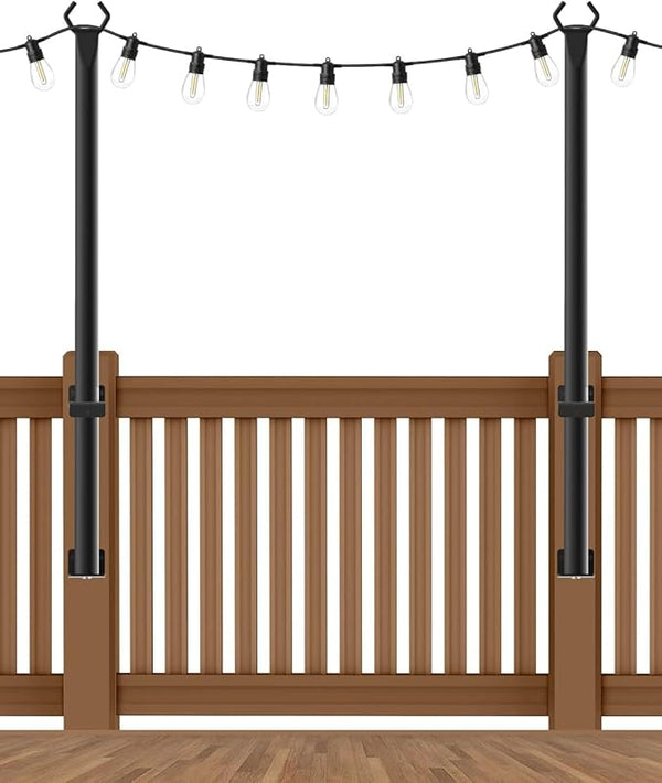 2 Pack String Light Poles,5Ft Metal Poles for Outdoor String Lights,Outdoor Light Poles with Post,Poles/Stand for | Lumora