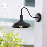 14 Inch Outdoor Gooseneck Light Fixture for Porch, 2 Pack Large Exterior Barn Lights for Farmhouse, Black Outside | Lumora