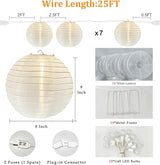 25 FT White Lantern String Lights, Chinese Lanterns with 10 LED G40 Light Bulbs, Plug-in Outdoor String Lights for | Lumora