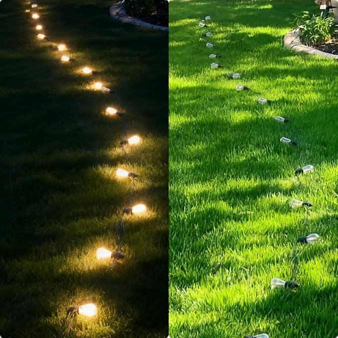 Honche Solar Lights Outdoor Waterproof IP65 with 20 LED Edison Bulb Patio Lights String Lights 49FT Warm White | Lumora