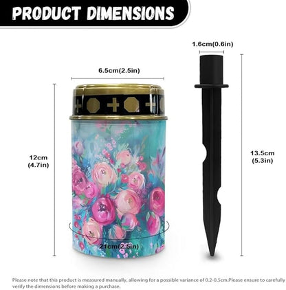 Kuiaobaty Rose Print Solar Pathway Lights Outdoor Solar Lights Outdoor Garden Stake Pathway Lights Solar Powered Decorative Solar Lights Outdoor Garden Path LED Solar Lights for Outside 2024