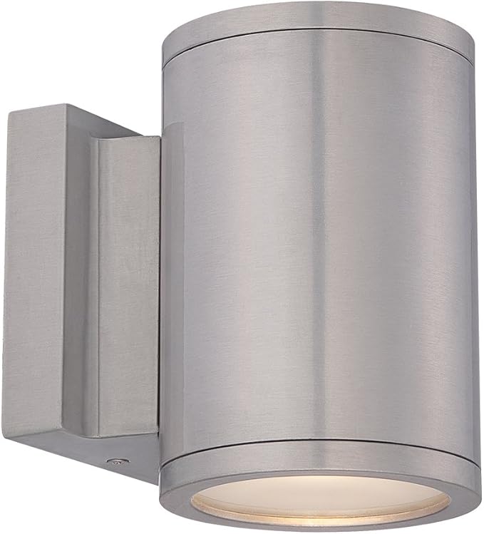 WAC Lighting WS-W2604-AL Tube LED Outdoor Wall Light Fixture, Double Light, 3000K, Brushed Aluminum