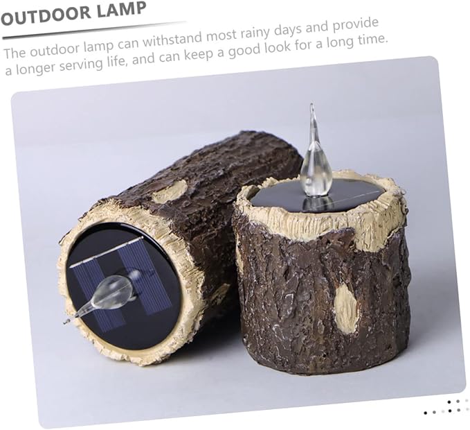 Solar Pathway Light Easy Install Wood Grain Lamp Decorative Landscape Light for Garden