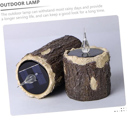 Solar Pathway Light Easy Install Wood Grain Lamp Decorative Landscape Light for Garden