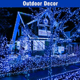 Nisocy 400FT Blue Christmas String Lights with Remote, Green Wire LED Mini Lights, 8 Modes, Timer, Plug-in Indoor Outdoor Lights for Large Trees, Fences, Yard, Halloween and Holiday Decor