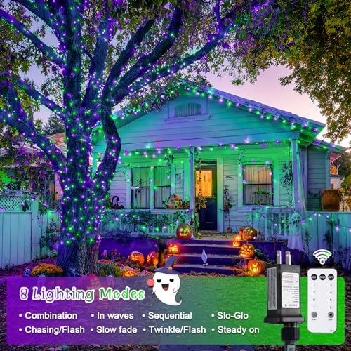 JMEXSUSS 400 LED Purple and Green Halloween Lights