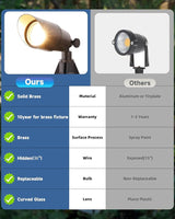 Solid Brass Outdoor Landscape Spotlight 12V Wired Low Voltage Spot Lights with 5W MR16 LED Bulb Warm White | Lumora