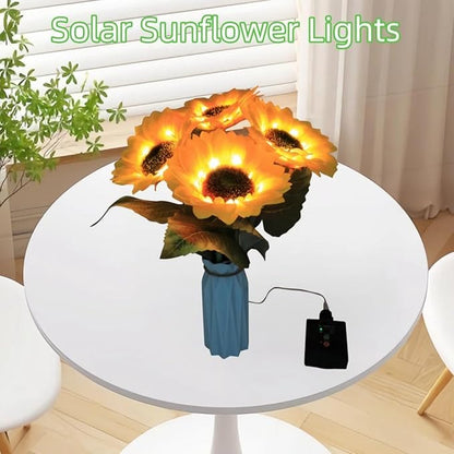 Solar Garden Lights Outdoor& Indoor-4 Pack Sunflower Lights with Remote, 8 Modes Home Garden Decor,Sunflowers Gifts for Mom Women Grandma Birthday, Patio Yard Pathway Wedding