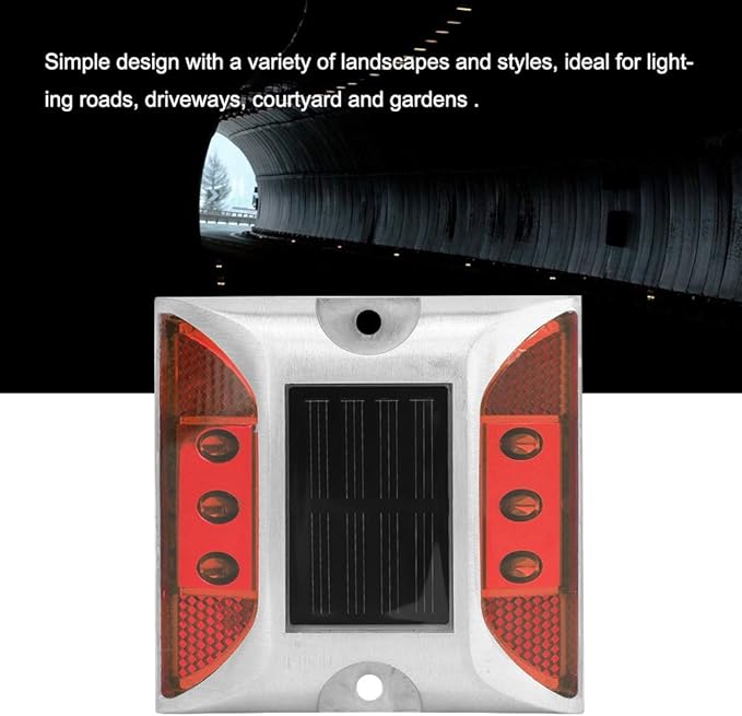 AUNMAS Ground Lights Solar Ground Marker Lights Outdoor Driveway Road Spike Lamp 4.1x4.1in Red Cast Aluminium | Lumora