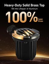 Gardenreet Landscape Low Voltage Well Light - Brass 12V in-Grade Lighting, Wired LED Electric Replaceable Bulb | Lumora