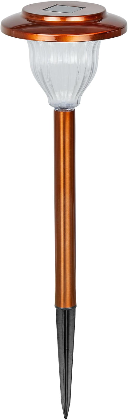 Alpine Corporation LBM174SLR-4 Solar Copper Stainless Steel Pathway LED Lights, 15" H, Bronze, Set of 4