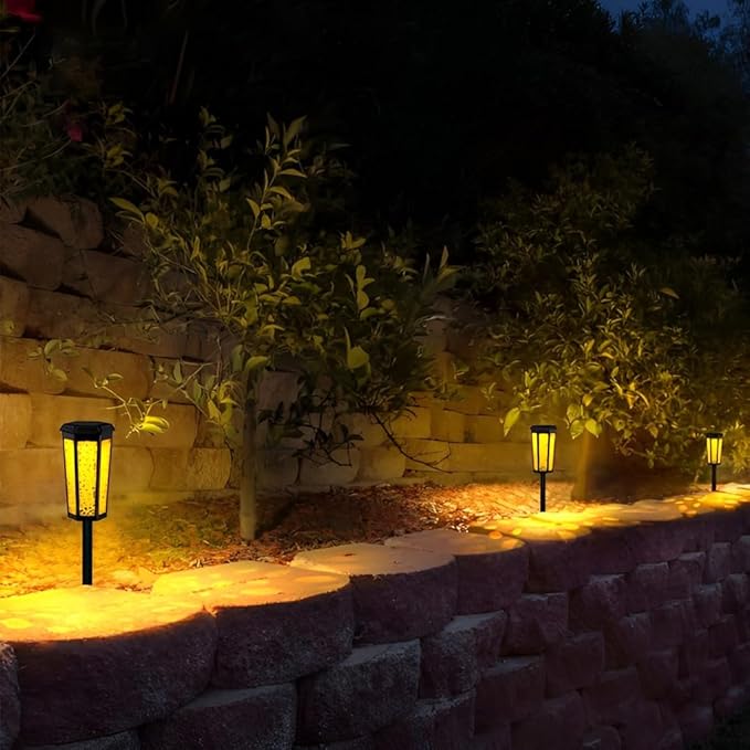 Solar Pathway Lights Outdoor,Waterproof IP65 Garden Landscape Lights with Warm White & RGB Color Changing,6-12h Outdoor Solar Lights for Yard, Walkway, Patio, Driveway, Lawn