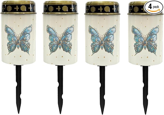 Blue Butterfly Solar Outdoor Lights Solar Stake Lights Waterproof Landscape Lighting,Solar Garden Lights Decoration for Yard Patio Pathway Driveway Fairy Lights