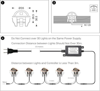 LED Stair Light Low Voltage Waterproof IP65 Outdoor F1.38 Wood Recessed LED Deck Lighting Yard Garden Patio Step Landscape Pathway Decor Lamp, Bronze (30pcs,Warm White)