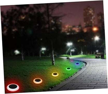 Mikikit 4pcs RGB Solar Lamp Easy Install Ground Plug Light for Outdoor Garden Solar Lights for Patio Decor