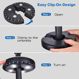 LATME Patio Umbrella Light Rechargeable Umbrella Lights– 10-25 Hours Runtime,Umbrella Pole Light 3 Lighting Modes | Lumora