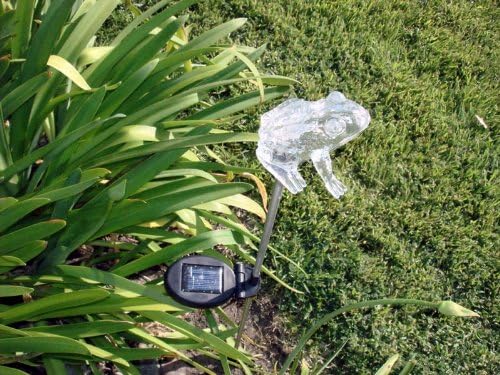 Set of 1 Solar Garden Stake Lights with Color Changing LED or Regular White LED Landscape Path Lights (1 Piece) (Frog)