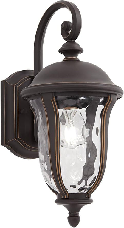 John Timberland Park Sienna Vintage Outdoor Wall Light Fixture Bronze 16 3/4" Clear Hammered Glass Downbridge for Exterior House Porch Patio Outside Deck Garage Yard Front Door Garden Home