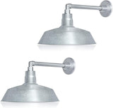 14in. Galvanized Outdoor Gooseneck Barn Light Fixture with 13in. Long Extension Arm - Wall Sconce Farmhouse | Lumora