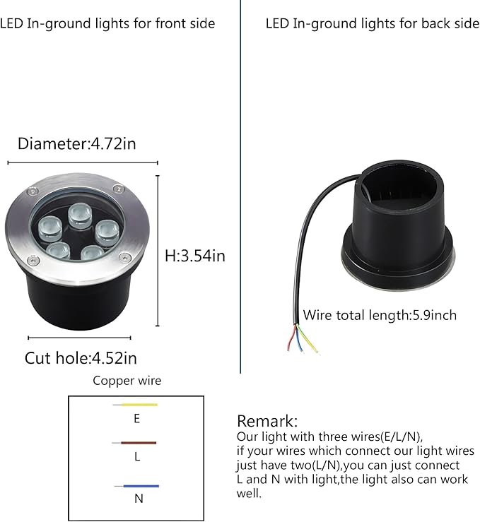 5W Outdoor Ground Lights,High Voltage 110V 120V,Diameter 4.72 inches,Waterproof Landscape Lighting Hardwired,Warm | Lumora