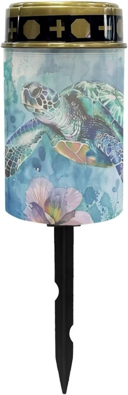 ZOUTAIRONG Solar Glass Light Garden Stake Light, Cemetery Decorations for Grave Outdoor Lights, Jesus Light Memorial Gifts for Mother, for Christmas Garden Lawn Yard Patio Decor Sea Turtle