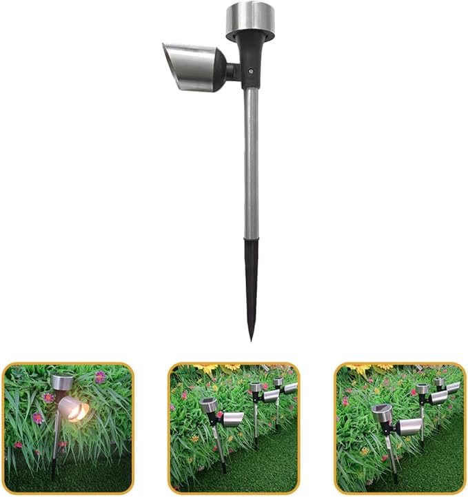 Hemoton 2 Pcs Solar Garden Pathway Lights Outdoor Waterproof Lawn Stake Lights Warm White LED for Patio Yard Landscape Lighting