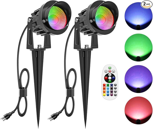 ZUCKEO 15W Christmas Spotlights Outdoor Spot Lights RGB Color Changing Landscape Lights, 120V Waterproof LED | Lumora