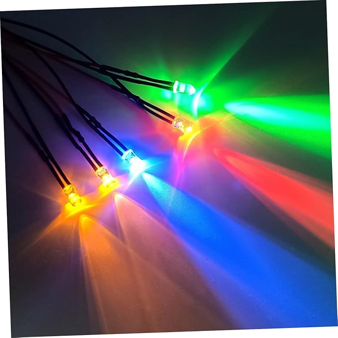 DOITOOL 10pcs Yellow Round Shape Led Light Bulbs Pre-wired Low Power Consumption for Toys and Decorations