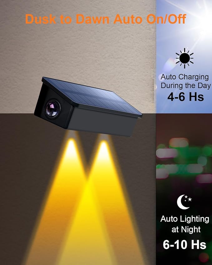 Solar Fence Lights Outdoor Waterproof LED Spot Lens for Step, Wall, Deck, Patio, Yard, Rail, Garage, Pool, Stair, Walkway, Garden Landscaping Enhanced Security Easy Install Warm White 12 pack