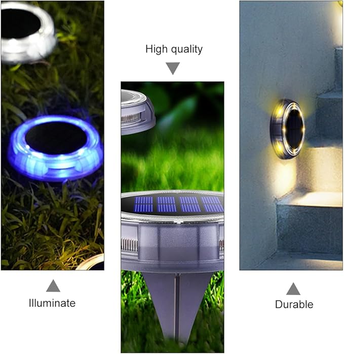 VICASKY Garden Solar Pathway Light 8 LED Warm White Outdoor Solar Lawn Lamp Waterproof In-ground Landscape Lighting | Lumora