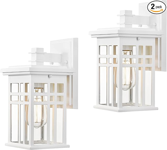 zeyu 2 Pack Outdoor Porch Lights Wall Mount - Modern Outside Lights for House Die-Cast Aluminum with Clear Glass | Lumora
