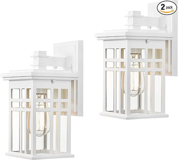 zeyu 2 Pack Outdoor Porch Lights Wall Mount - Modern Outside Lights for House Die-Cast Aluminum with Clear Glass | Lumora