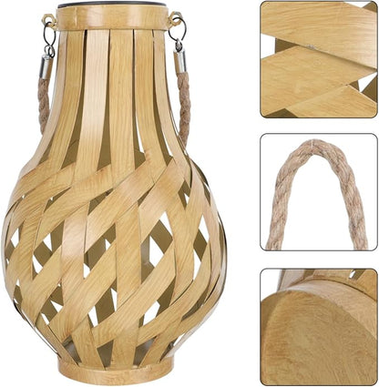 BESPORTBLE Solar Hanging Lantern Outdoor Garden Light Weaving Solar Lantern Lamp 17.5x17.5cm for Patio Yard Cafe Decorative
