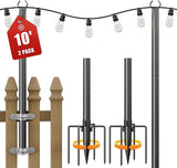 String Light Poles for Outside, 10ft Adjustable Metal Poles for Outdoor String Lights Hanging Light, Outdoor Light | Lumora
